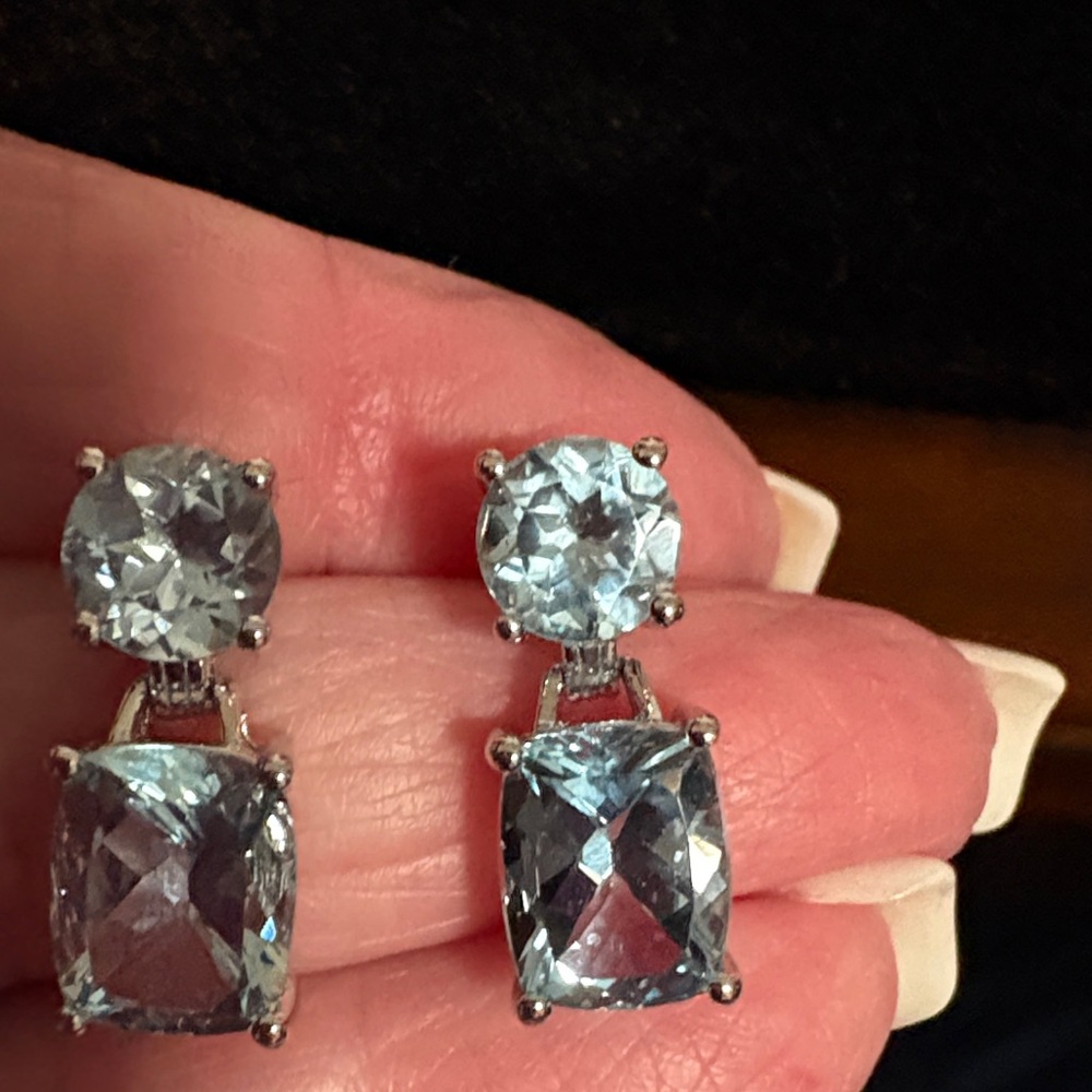 Elegant Blue Topaz Sterling Silver Earrings!